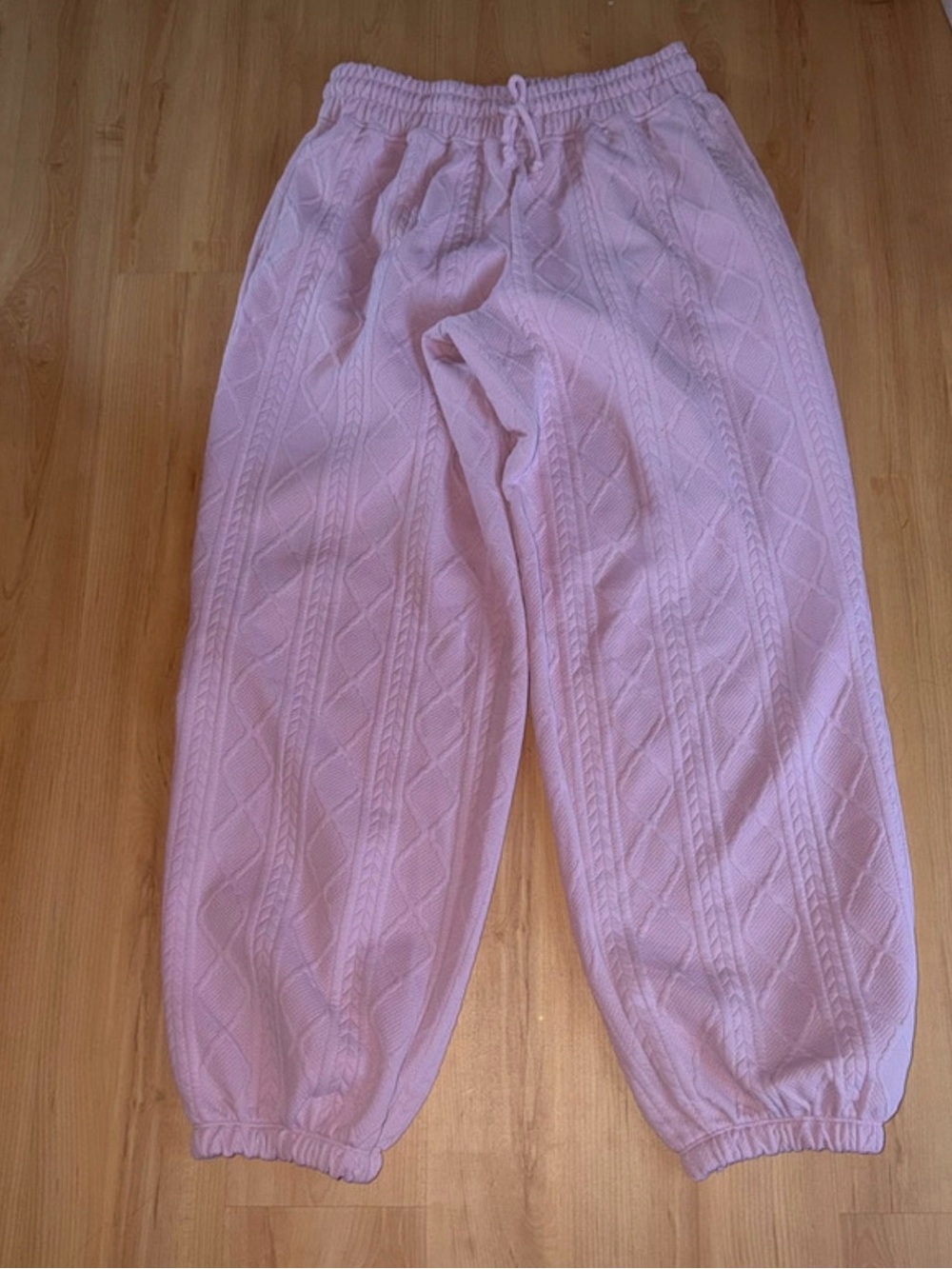 Grayson Threads Light Pink Cable-Knit Joggers